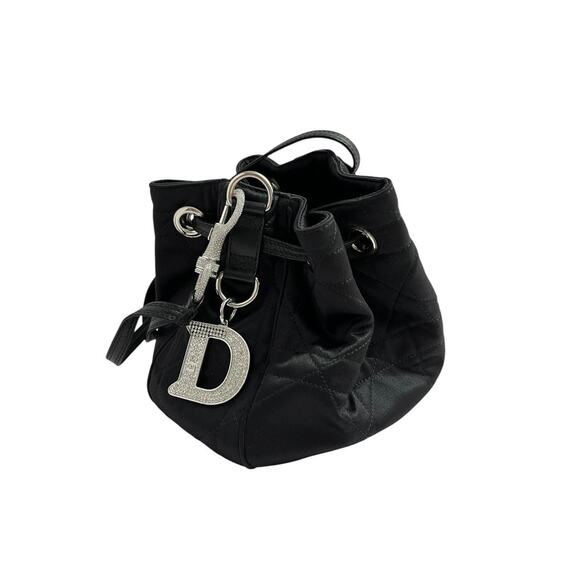 Dior black satin silver rhinestones hardware bucket shoulder bag - Picture 1 of 9